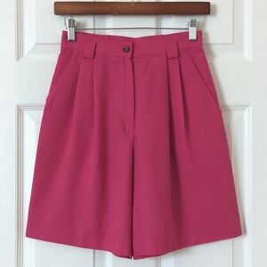 Sag Harbor 90's Vintage Preppy Pleated High Waisted Wide Leg Shorts Hot Pink 6P